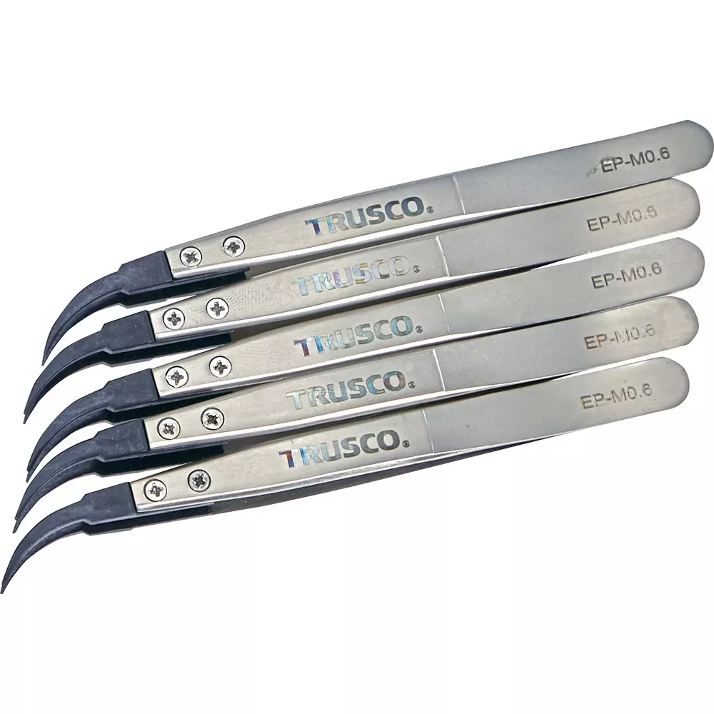 TRUSCO ESD Tip Tweezer 130 mm Overall Length, EP-M0.6-M5 (Pack of 5 Pcs)
