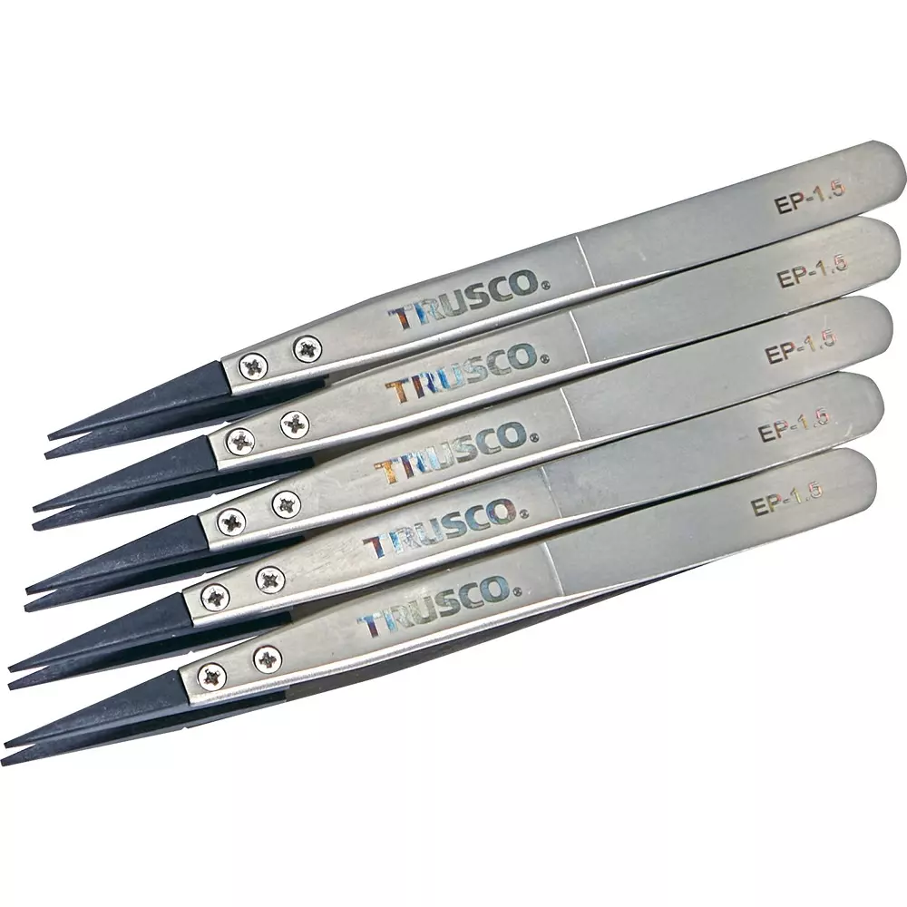TRUSCO ESD Tip Tweezer 130 mm Overall Length, EP-1.5-M5 (Pack of 5 Pcs)