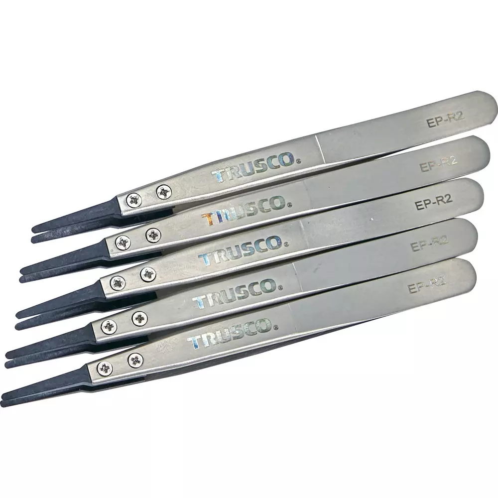 TRUSCO ESD Tip Tweezer 127 mm Overall Length, EP-R2-M5 (Pack of 5 Pcs)