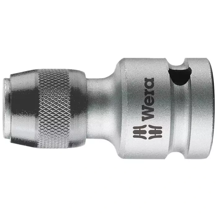 Wera Adaptor with Quick-Release Chuck 3/8 Inch (9.5 mm) Drive Size 43 mm Blade Length Black & Silver for Industrial Use, 05042755001