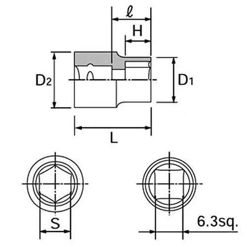 Ktc Hexagon Socket 6.3 mm Sq. Drive, B2-9/16