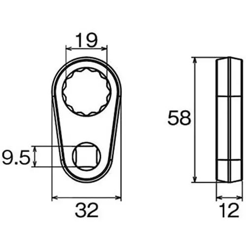 Ktc O2 Sensor Socket Attachment 9.5 mm Sq. Drive, AD501-A