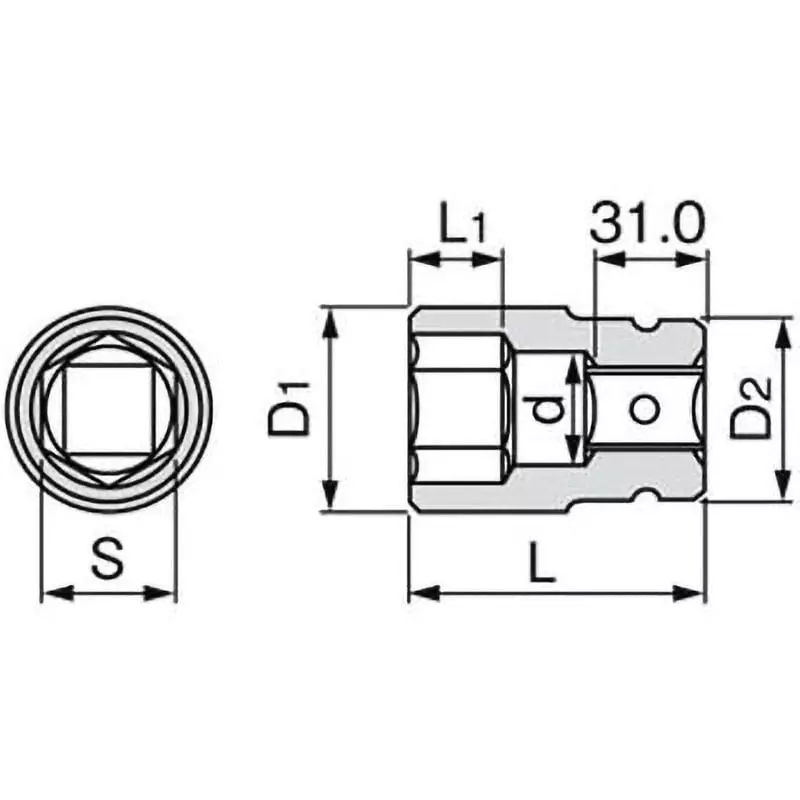 TONE Impact Socket Electroless Nickel Plating 25.4mm, 8NV-35