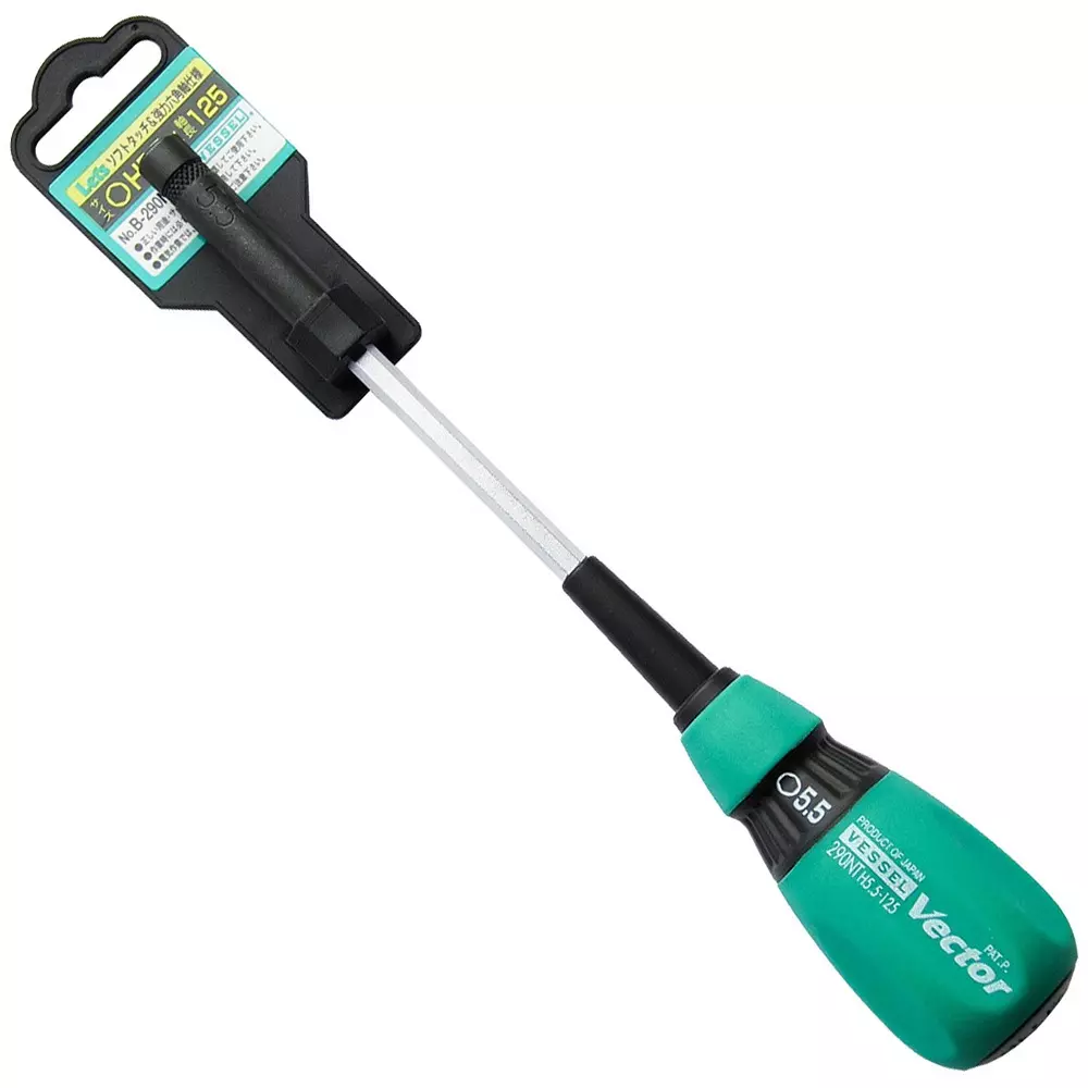 Vessel Hex Socket Screwdriver 199 mm Overall Length Socket Tip, 5.5×125