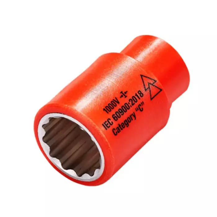 ITL 3/8 Inch Drive 24 mm Insulated Standard Socket 12 point VDE/1000 V 48 mm Overall Length, 1754