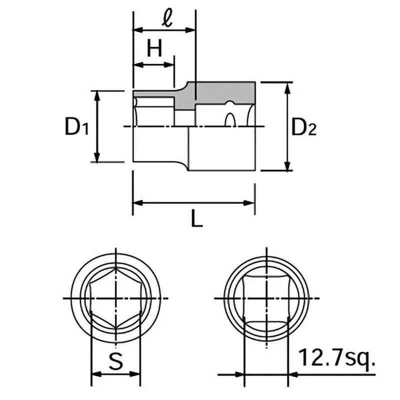 Ktc Hexagon Socket 12.7 mm Sq. Drive, B4-08