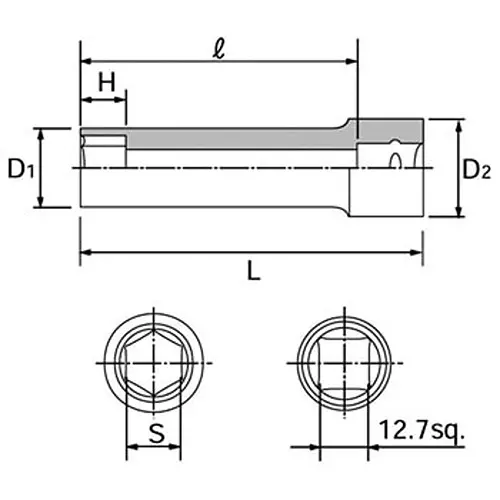 Ktc Hexagon Deep Socket 12.7 mm Sq. Drive, B4L-1-3/8