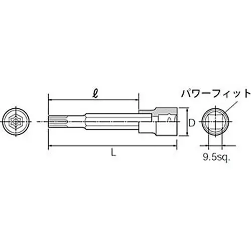 Ktc Long T-Type TorxBit Socket 9.5 mm Sq. Drive, BT3-T27HL