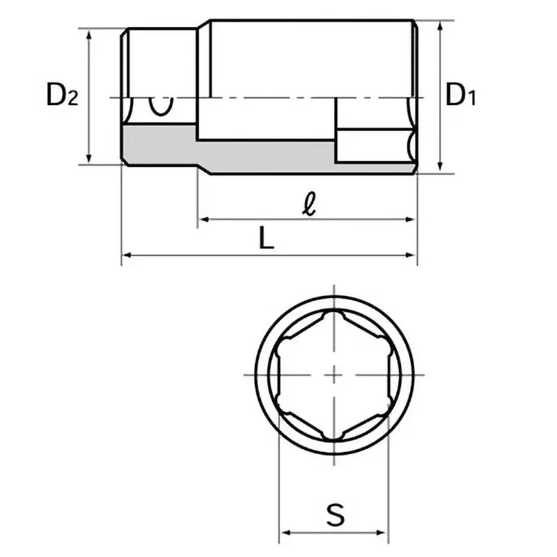 Ktc Deep Hex Socket for Oil Pressure Sensor 24 mm, B20-24HD