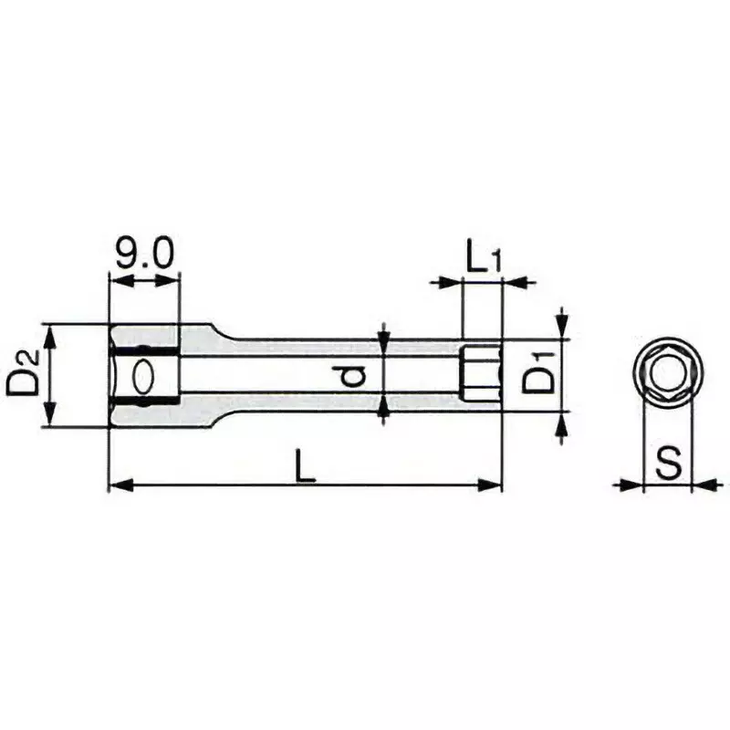 TONE Deep Socket 6 Corners 6.35 mm, 2S-06L