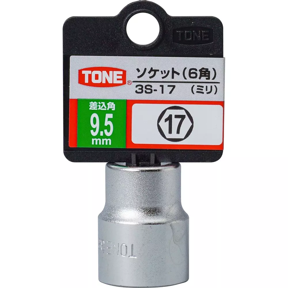 TONE Socket 6 Corners Hexagon Type 9.5 mm Square Drive, 3S-17