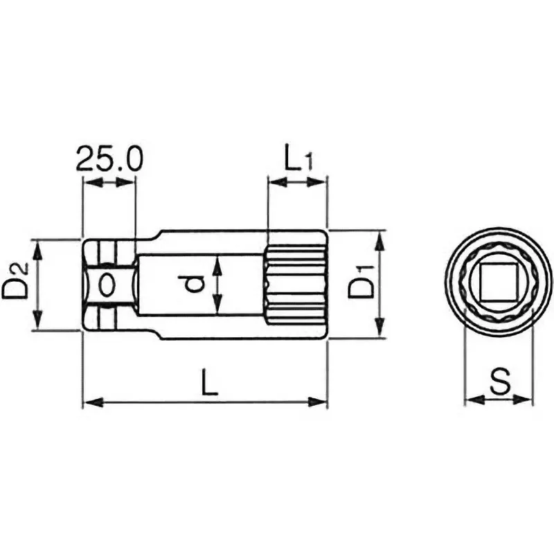 TONE Deep Socket 12 Angles 19.0 mm, 6D-35L
