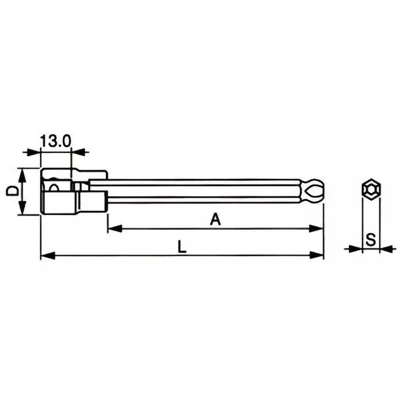 TONE Ball Point Hexagon Socket Long Type 9.5 mm, 3BH-10L