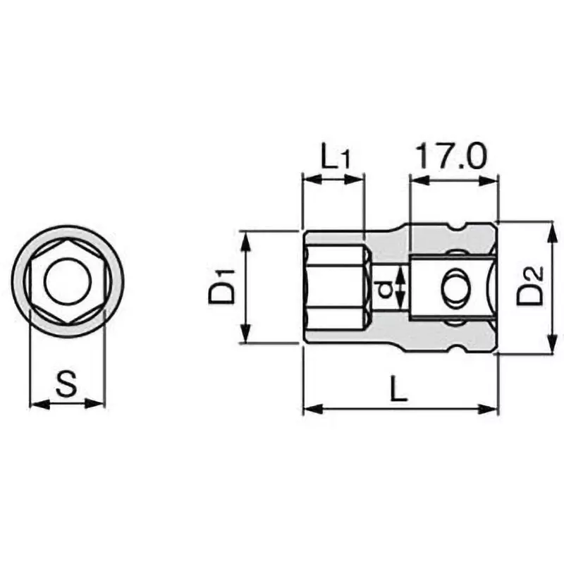 TONE Impact Socket Electroless Nickel Plating 12.7mm, 4NV-26