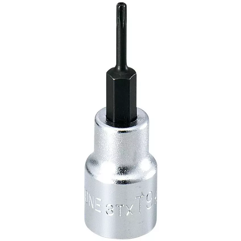 TONE Torx Socket Tamper-Proof Type 3TXT + HP 9.5 mm drive Size Structural Steel T09 Nominal Size, 3TX-T09HHP