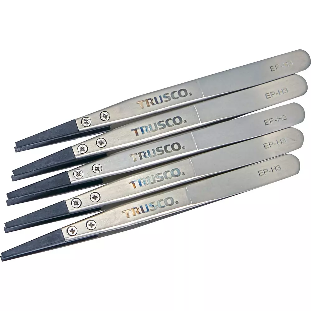 TRUSCO ESD Tip Tweezer 130 mm Overall Length, EP-H3-M5 (Pack of 5 Pcs)