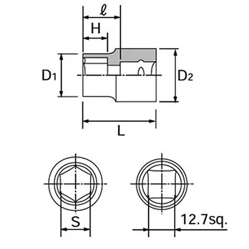 Ktc Hexagon Socket 12.7 mm Sq. Drive, B4-19/32