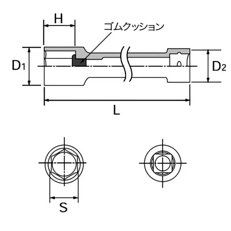 Ktc Long Socket for Wheel Nuts 180 mm Dimension 12.7 mm Sq. Drive, B38ZL-17H