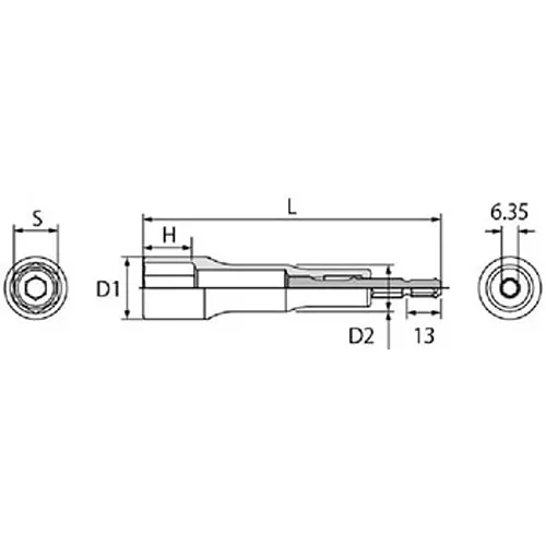 Ktc Impact Driver Socket Bit Adapter Type 17 mm 6.35 mm Sq. Drive, BZP63A-17