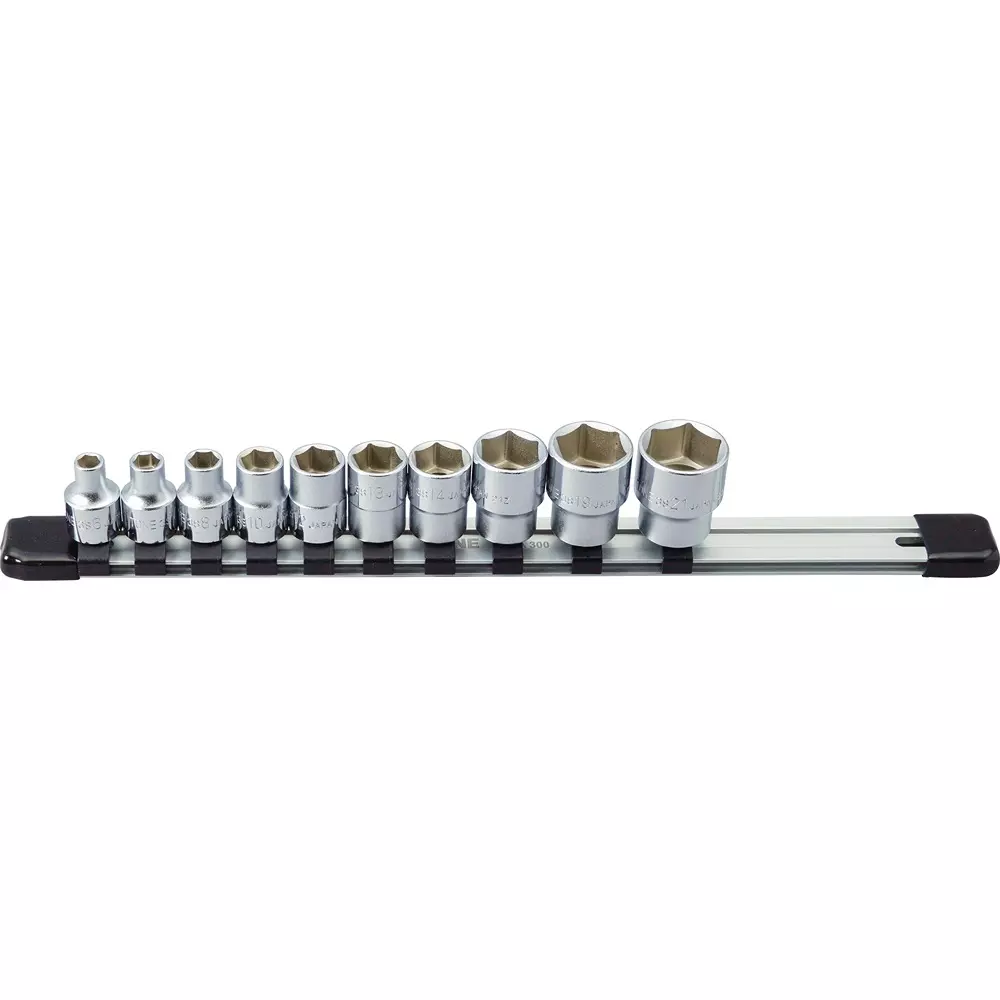 TONE Socket Set 6 Corners, With Holder 9.5 mm, HS310 (10 Pcs Set)