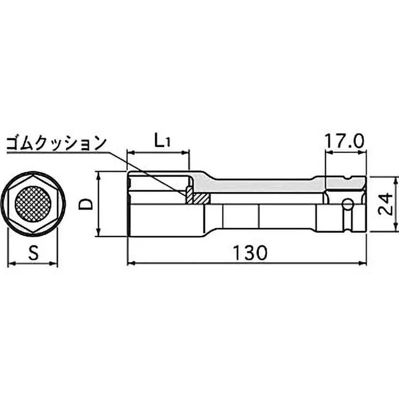 TONE Thin Foil Nut For Impact, Plug Corner 12. 7 mm, 4A-22LLN