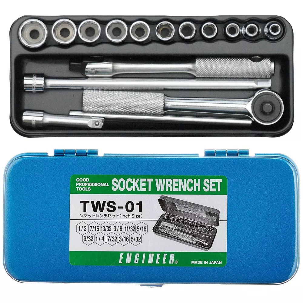 Engineer Socket Wrench Set 6.35 mm Square Drive,TWS-01 (Pack of 16 Pcs)