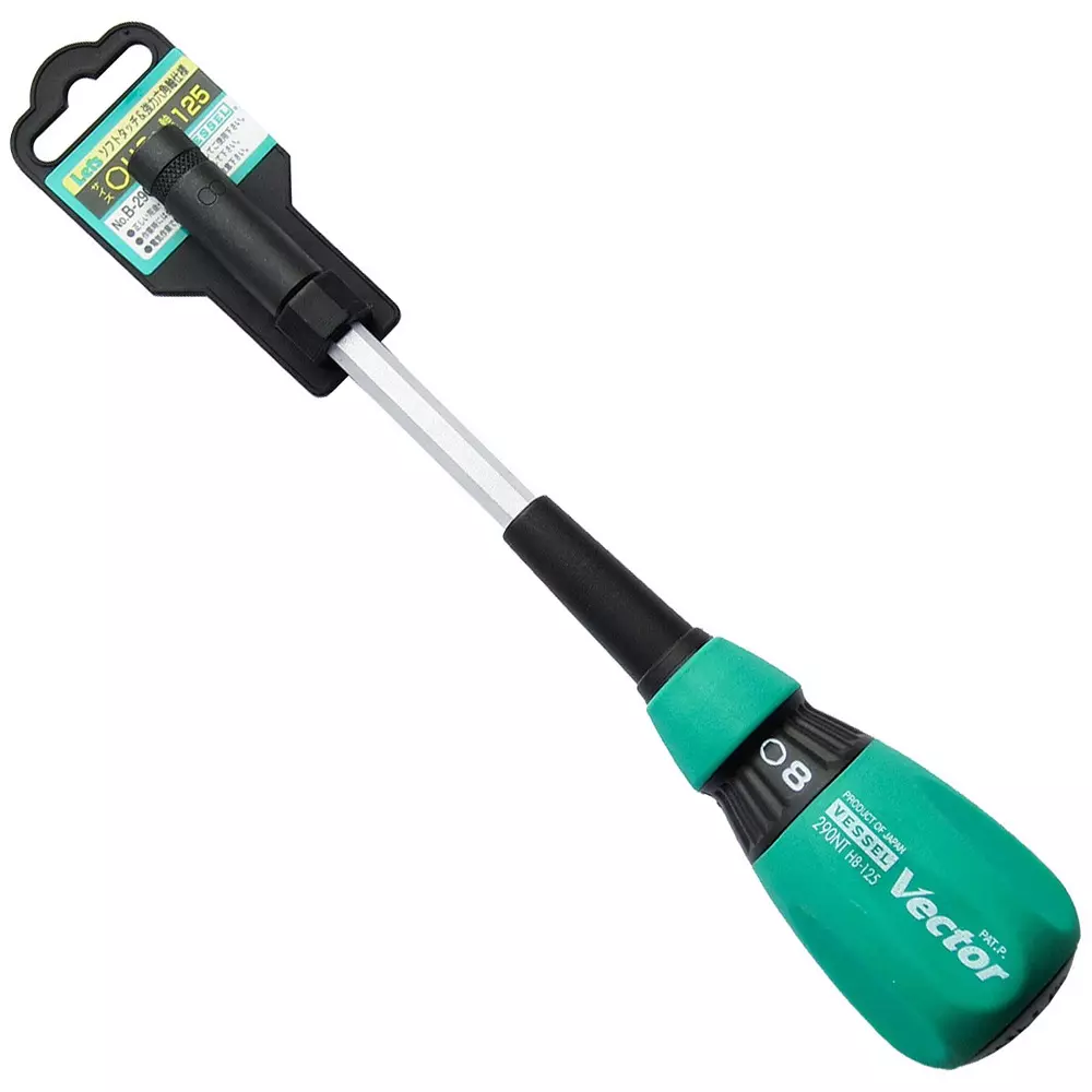 Vessel Hex Socket Screwdriver 211 mm Overall Length Socket Tip, 8.0×125