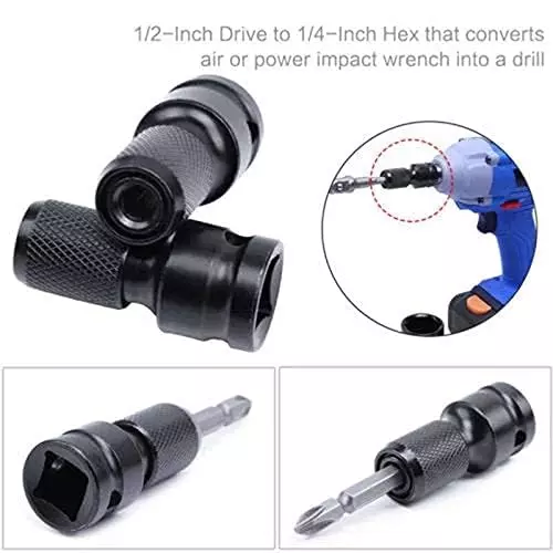 veltrix-12-inch-square-drive-to-14-inch-hex-socket-adapter-quick-release-impact-wrench-drill-chuck-converter-with-ring-and-rod