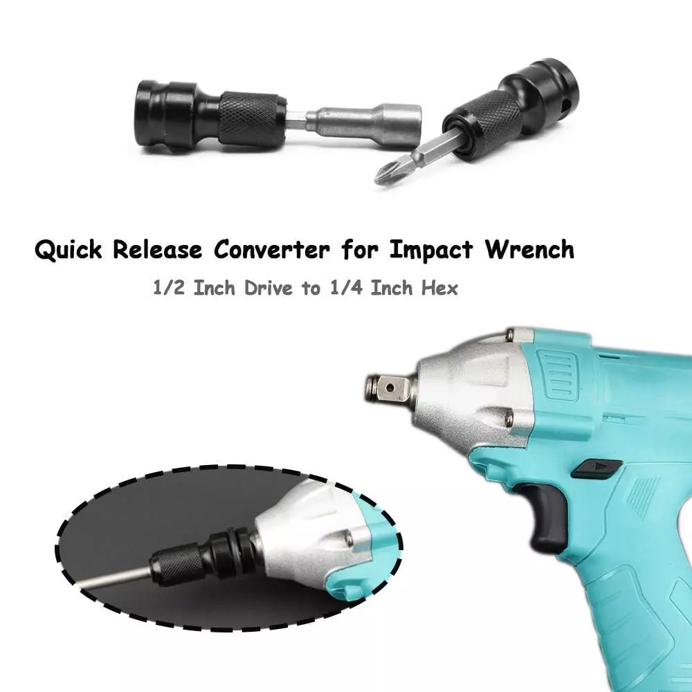 veltrix-12-inch-square-drive-to-14-inch-hex-socket-adapter-quick-release-impact-wrench-drill-chuck-converter-with-ring-and-rod