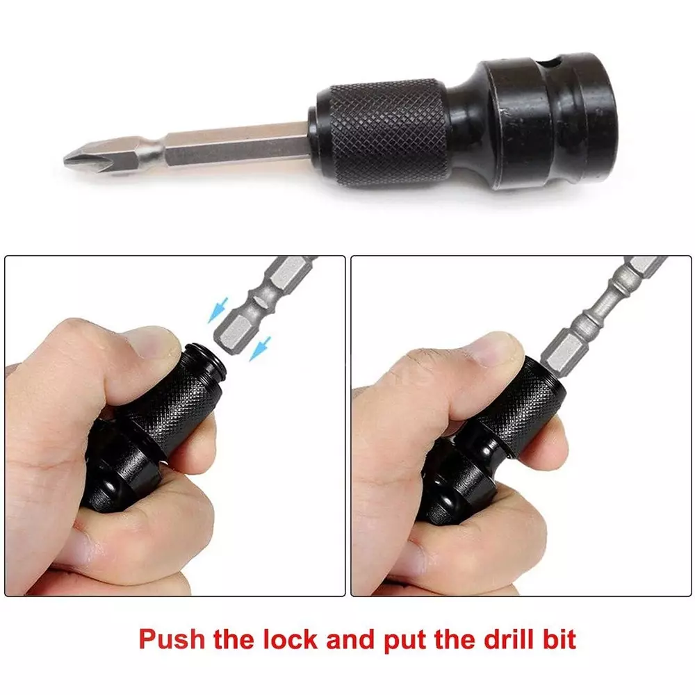 veltrix-12-inch-square-drive-to-14-inch-hex-socket-adapter-quick-release-impact-wrench-drill-chuck-converter-with-ring-and-rod