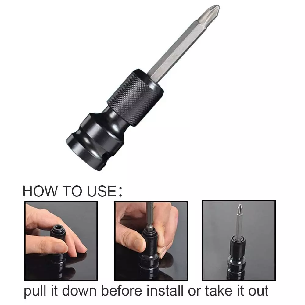 veltrix-12-inch-square-drive-to-14-inch-hex-socket-adapter-quick-release-impact-wrench-drill-chuck-converter-with-ring-and-rod