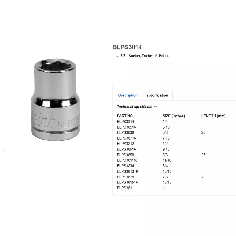 blue-point-38-inch-952-mm-drive-socket-chrome-finish-alloy-steel-body-and-12-inch-127-mm-size-blps3812