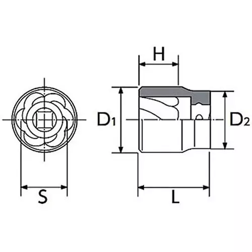 Ktc Twist Socket 32 mm OL 9.5 mm Sq. Drive, B3TW-10