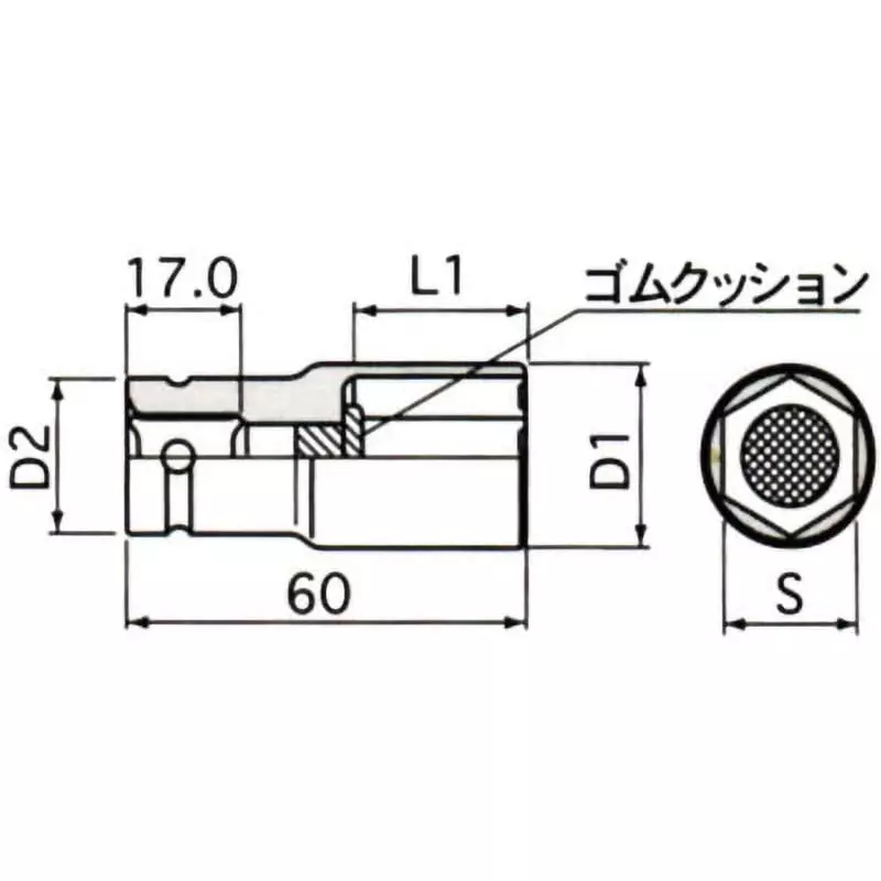 TONE Thin Foil Nut Socket For Impact 12.7 mm, 4A-19N