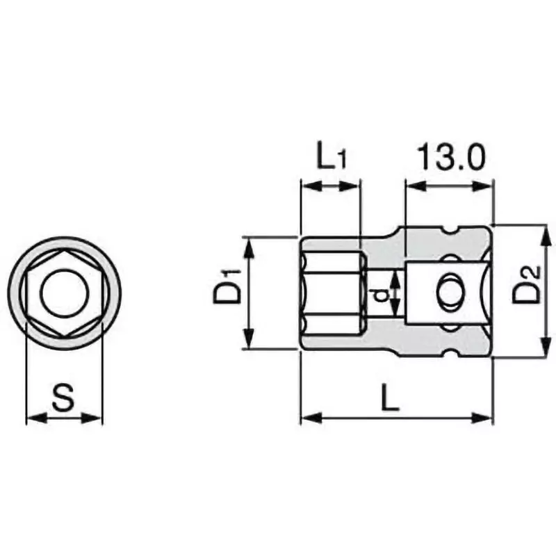 TONE Impact Socket Electroless Nickel Plating 9.5mm, 3NV-22