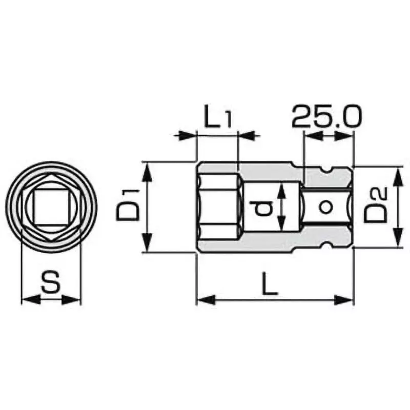 TONE Long Socket For Impact Electroless Nickel Plating 19.0mm, 6NV-41L
