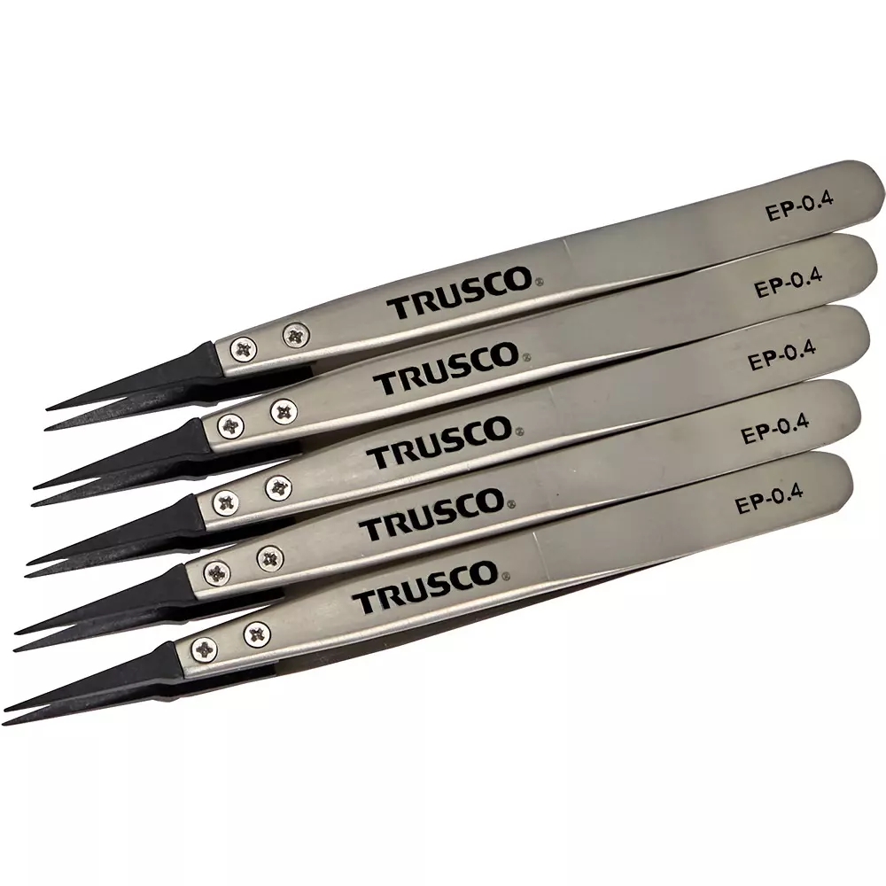 TRUSCO ESD Tip Tweezer 130 mm Overall Length, EP-0.4-M5 (Pack of 5 Pcs)