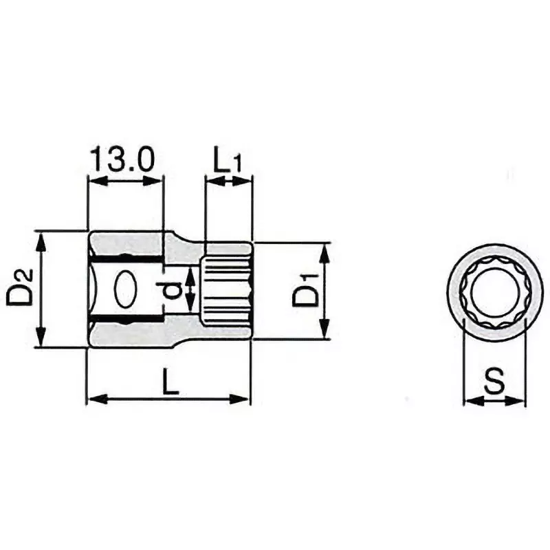 TONE Dodecagon Socket 9.5 mm, 3D-21
