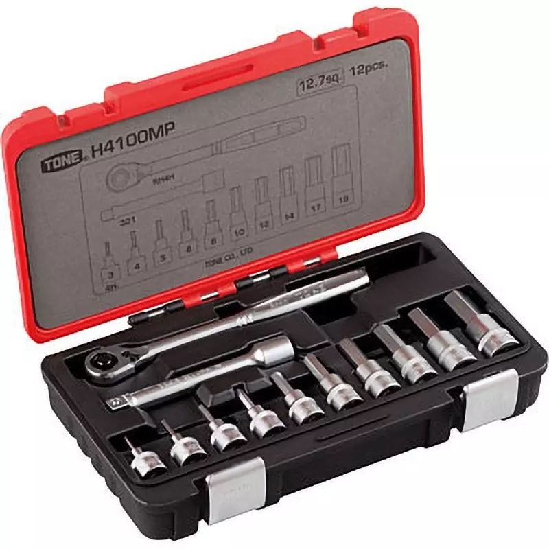 TONE Hexagon Socket Wrench Set H4100Mp 12.7 mm, H4100MP (12 Pcs Set)
