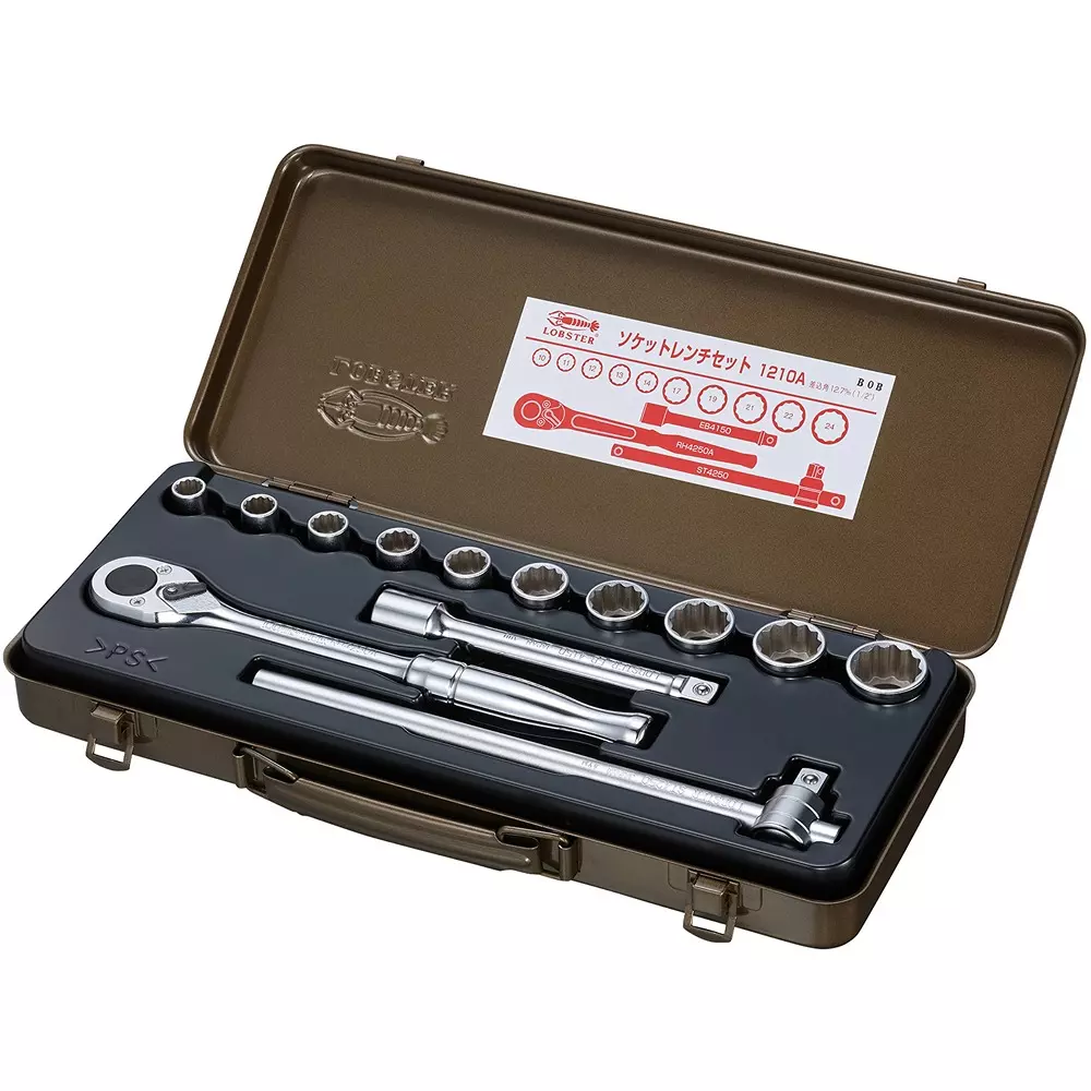 Lobster (Lobtex) Socket Wrench Set 12.7 mm Square Drive, 1210A