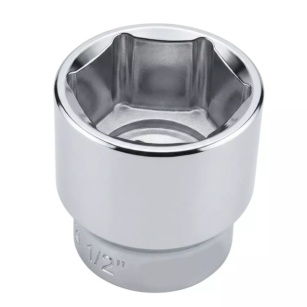 Inder 1/2 inch (6.35 mm) Drive Hex Socket Cr-V Steel Body Silver Color and Size 30 mm, 91UJ
