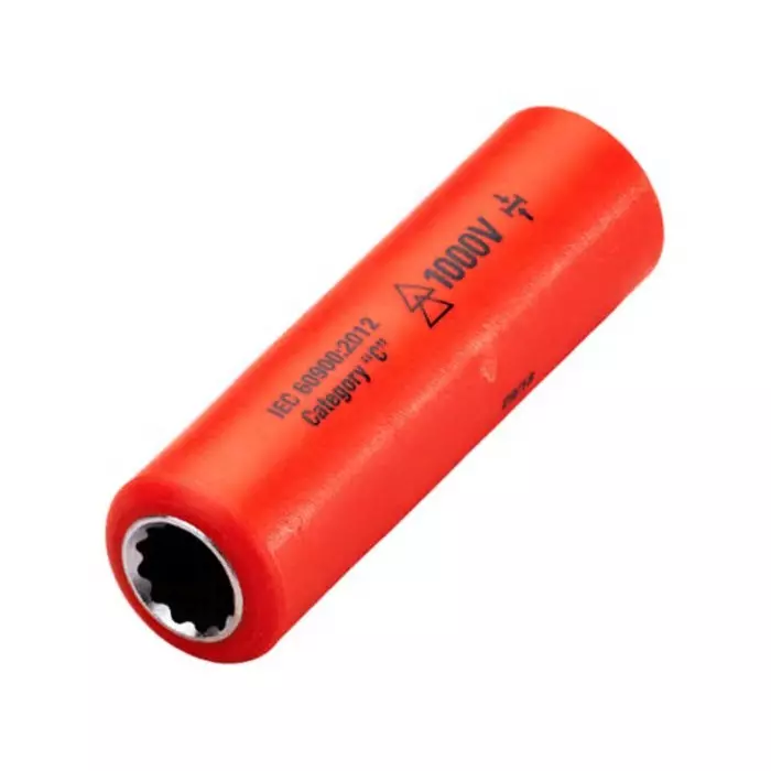 ITL 1/4 Inch Drive 9 mm Insulated Deep Socket 12 point VDE/1000 V 65 mm Overall Length, 7310