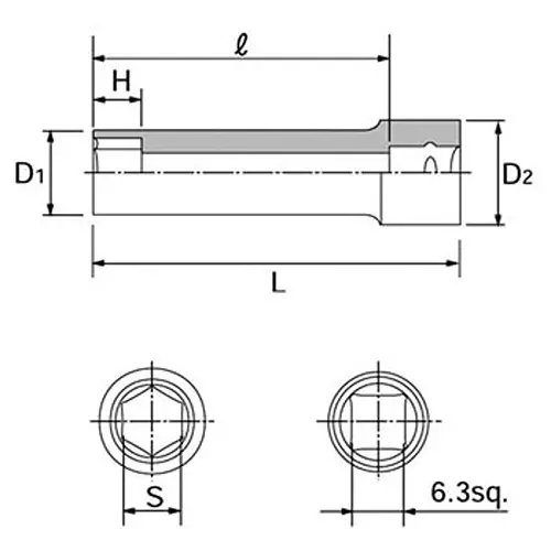 Ktc Hexagon Deep Socket 6.3 mm Sq. Drive, B2L-045