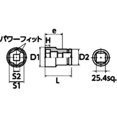 Ktc Short Inner Combination Socket 25.4 mm Sq. Drive, ABP8-4120HTP