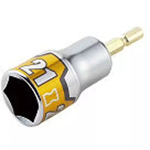 Ktc Short Impact Driver Hexagon Socket Bit 21 mm 6.35 mm Sq. Drive 78 mm Length, BZP63S-21