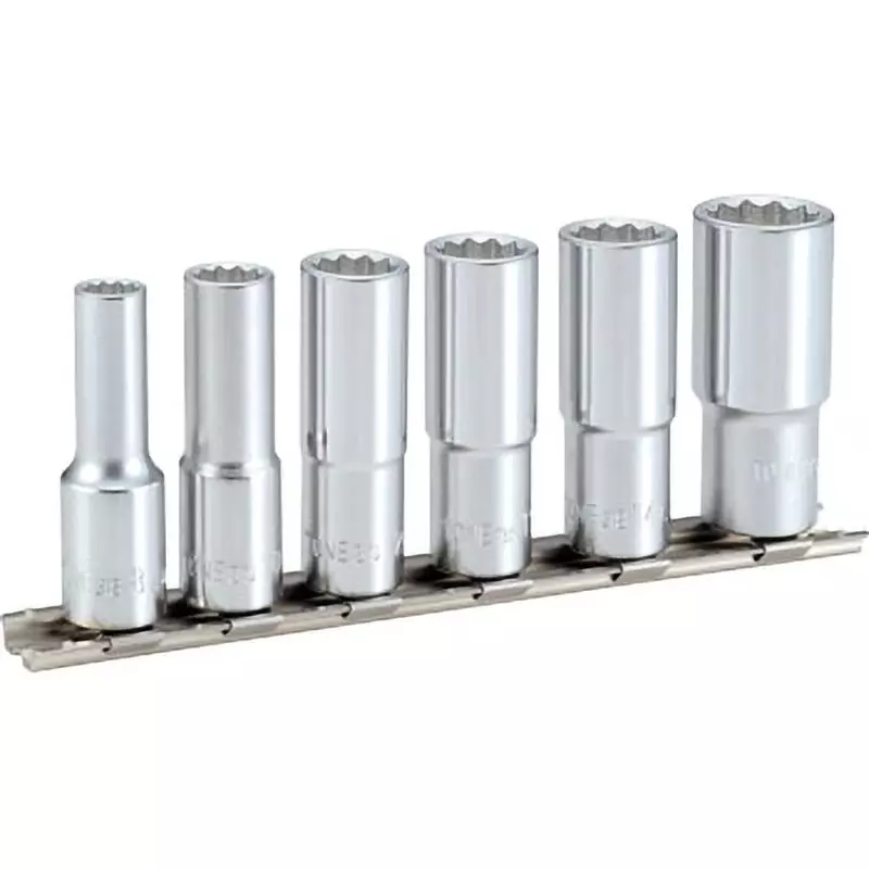 TONE Deep Socket Set 12-Sided Type With Holder 9.5 mm, HDL306 (6 Pcs Set)