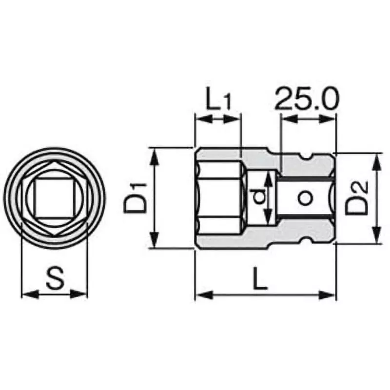 TONE Impact Socket Electroless Nickel Plating 19.0mm, 6NV-23