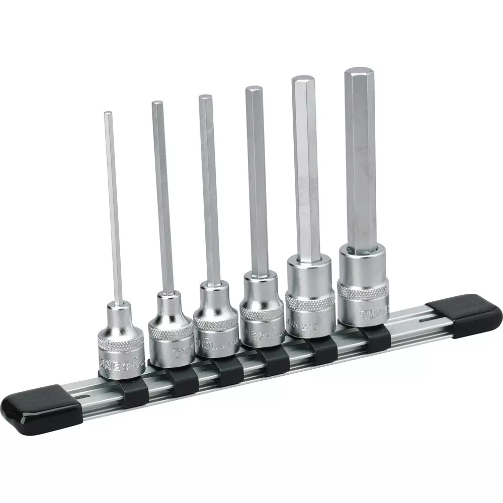 TONE Long Hexagon Socket Set With Holder 9.5 mm, HH306L (6 Pcs Set)