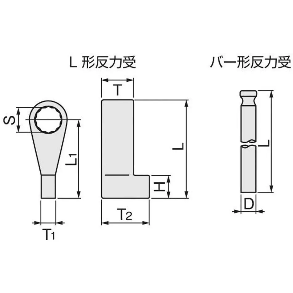 TONE Reaction Force Receiver Structural Steel 548 mm Length for Power Wrench 20-2000PX, 250PXH