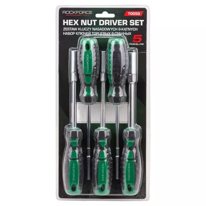 Rock Force Hexagonal Socket Wrench Set Straight CrV Handle 5 - 13 mm Head range , RF-7005G (Set of 5 Pcs)